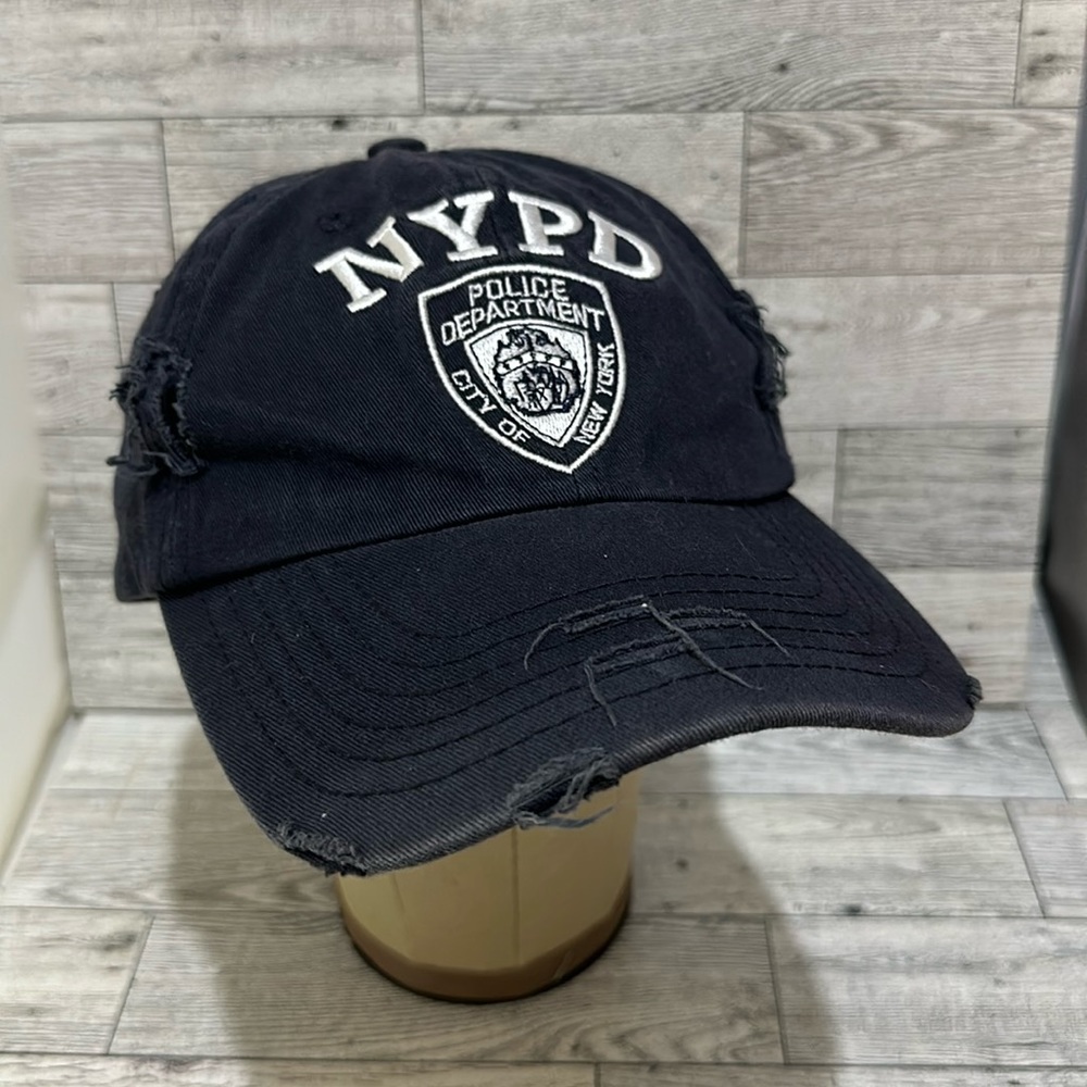 NYPD blue distressed baseball cap hat